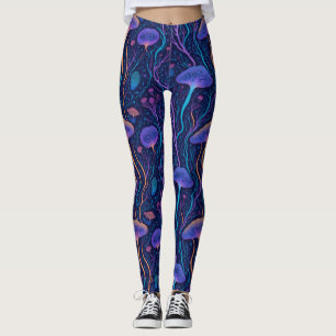 Moderne Kleurrijke Oceaan Bioluminescente Kwallen Leggings