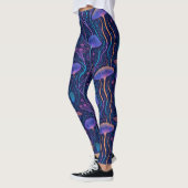 Moderne, kleurrijke oceaanbioluminescente kwal leggings (Links)