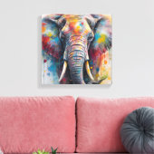 Moderne kleurrijke olifantenkunst canvas afdruk (Insitu (Woonkamer))