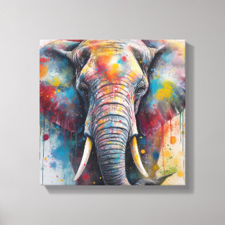 Moderne kleurrijke olifantenkunst canvas afdruk