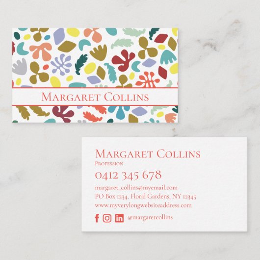 Moderne Kleurrijke Ontwerp Aangepaste Naam Visitekaartje (Voorkant / Achterkant)