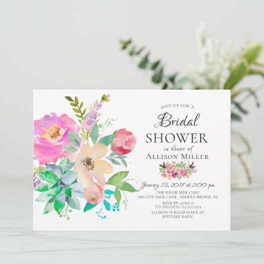 Moderne, kleurrijke oraal-bridal-doucheuitnodiging kaart (Staand voorkant)