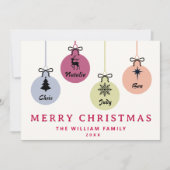 Moderne kleurrijke Ornamenten Familienaam Niet Fot Feestdagenkaart (Voorkant)