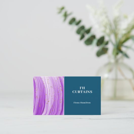 Moderne kleurrijke Paarse Blauwgroen groene Visite Visitekaartje (Staand voorkant)