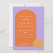 Moderne kleurrijke Paarse Oranje afstudeerfeest Kaart (Voorkant)