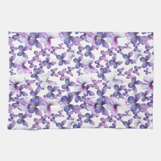 Moderne kleurrijke Paarse vlinders Theedoek (Horizontaal)