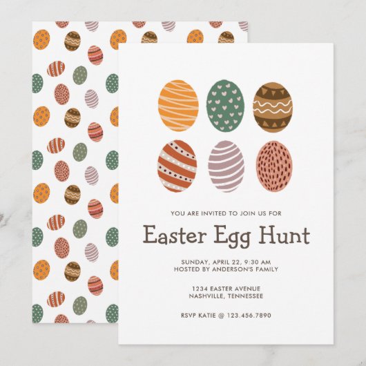 Moderne, kleurrijke, paaseihunt kaart (Voorkant / Achterkant)