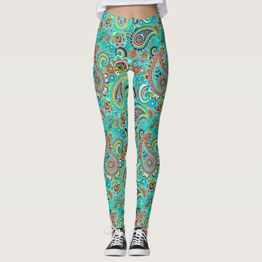 Moderne kleurrijke Paisley Leggings (Voorkant)