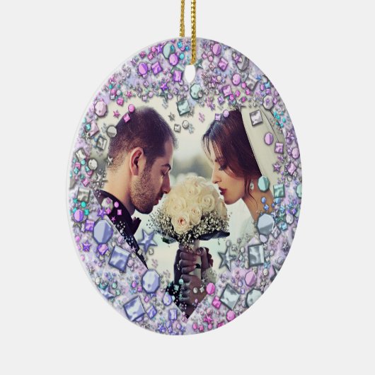 Moderne kleurrijke Pareltjes Hartvormig Keramisch Ornament (Rechts)