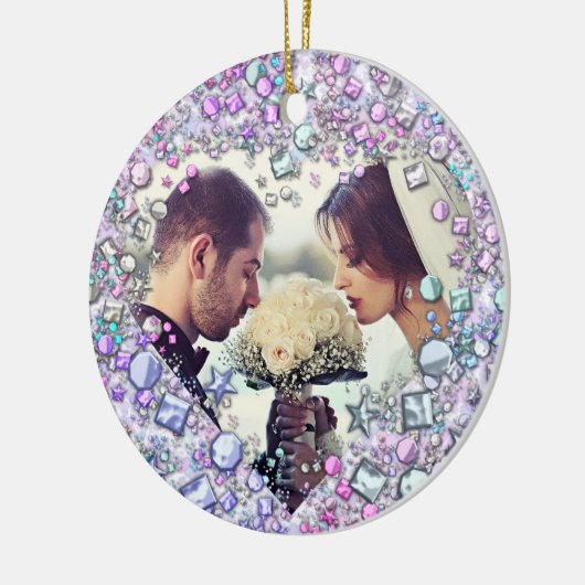 Moderne kleurrijke Pareltjes Hartvormig Keramisch Ornament (Links)