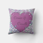 Moderne Kleurrijke Pareltjes Hartvormige Bruiloft  Kussen (Achterkant)