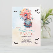 Moderne kleurrijke Pastel Blue Wizard Halloween Pa Kaart (Staand voorkant)