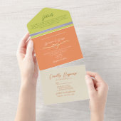 Moderne Kleurrijke Pastel Bruiloft All In One Uitnodiging (Afscheurbaar)