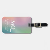 Moderne kleurrijke pastel en witte monogram Initia Bagagelabel (Voorkant horizontaal)