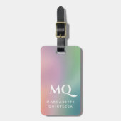 Moderne kleurrijke pastel en witte monogram Initia Bagagelabel (Voorkant verticaal)