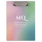 Moderne kleurrijke pastel en witte monogram Initia Klembord (Voorkant)