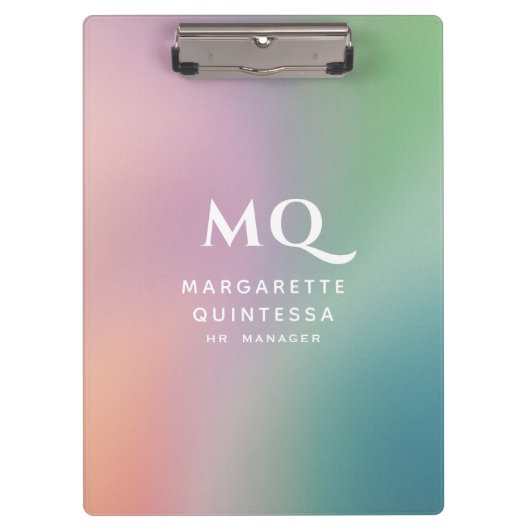 Moderne kleurrijke pastel en witte monogram Initia Klembord (Voorkant)