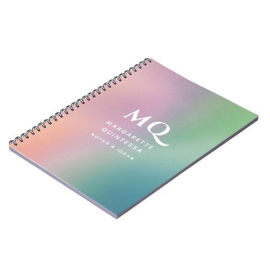 Moderne kleurrijke pastel en witte monogram Initia Notitieboek (Linkerzijde)