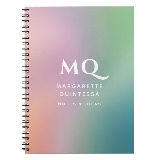 Moderne kleurrijke pastel en witte monogram Initia Notitieboek (Voorkant)