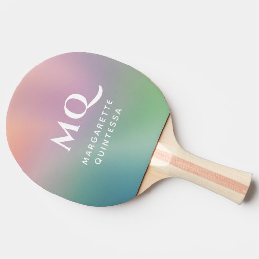 Moderne kleurrijke pastel en witte monogram Initia Tafeltennisbatje (Zijkant)