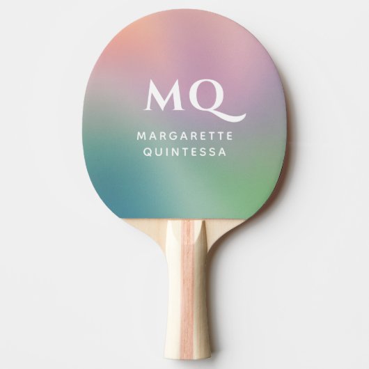 Moderne kleurrijke pastel en witte monogram Initia Tafeltennisbatje (Voorkant)