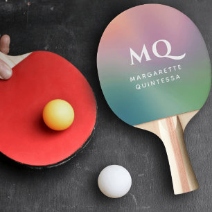 Moderne kleurrijke pastel en witte monogram Initia Tafeltennisbatje