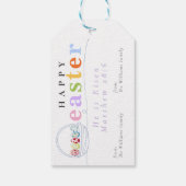 Moderne kleurrijke pastel Happy Easter Egg Basket Cadeaulabel (Achterkant)