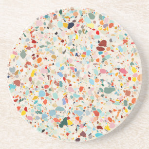Moderne kleurrijke pastel Terrazzo patroon Zandsteen Onderzetter
