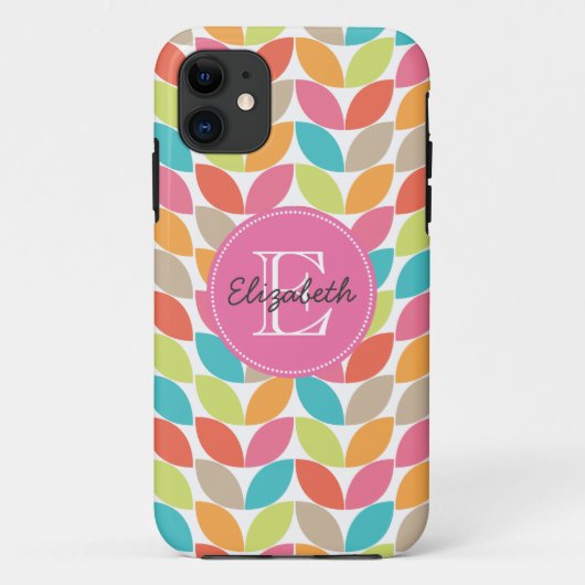Moderne kleurrijke patroonmonogrammen Case-Mate iPhone case (Achterkant)