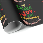 Moderne kleurrijke Peace Joy Love Christmas Typogr Cadeaupapier (Rol Hoek)
