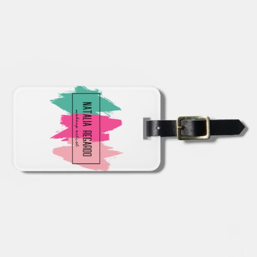 Moderne kleurrijke penseelstreken bagagelabel (Voorkant horizontaal)