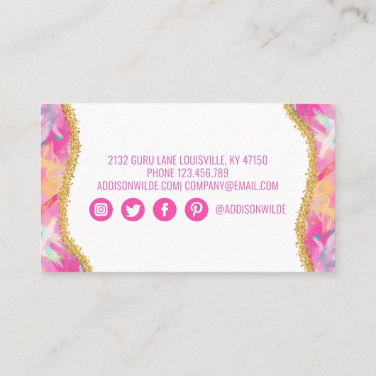 Moderne kleurrijke penseelstreken Gold Appointard Afsprakenkaartje (Achterkant)