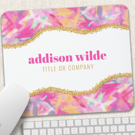 Moderne kleurrijke penseelstreken Gold Chic Busine Muismat