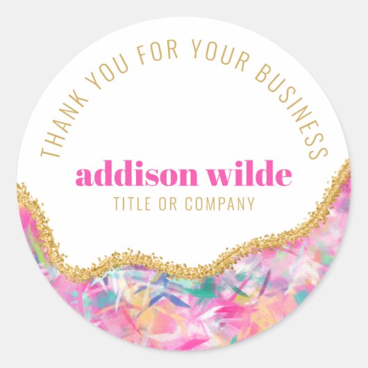 Moderne kleurrijke penseelstreken Gold Glitter Chi Ronde Sticker (Voorkant)