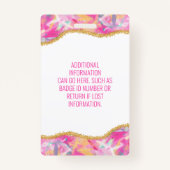 Moderne kleurrijke penseelstreken Gold grafische b Badge (Achterkant)