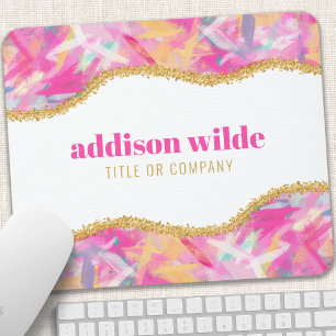 Moderne Kleurrijke Penseelstreken Goud Chic Zakeli Muismat