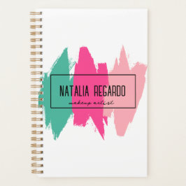 Moderne kleurrijke penseelstreken make-up artist planner