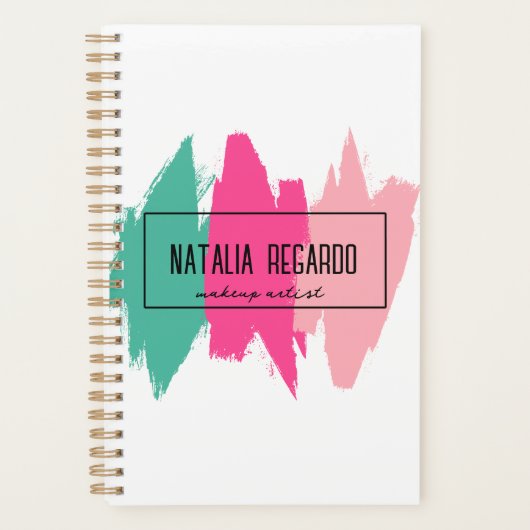 Moderne kleurrijke penseelstreken make-up artist planner (Voorkant)