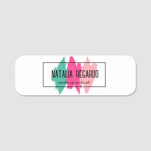 Moderne kleurrijke penseelstreken naamlabel naamplaatje (Voorkant)