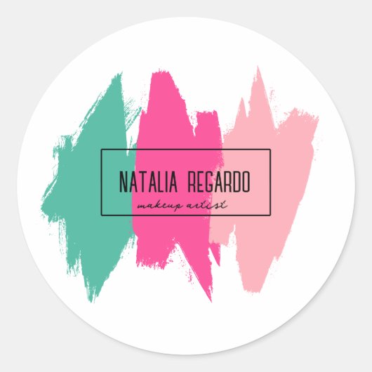 Moderne kleurrijke penseelstreken ronde sticker (Voorkant)