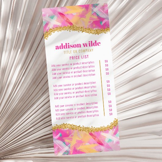 Moderne Kleurrijke Penseelstreken Service Prijslij Reclamekaart