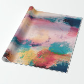 Moderne kleurrijke penseelstreken Verf Abstracte k Cadeaupapier (Uitgerold)