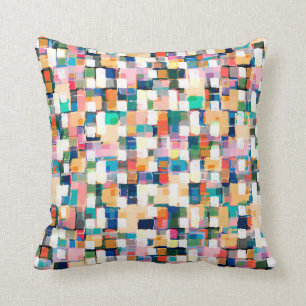 Moderne kleurrijke penseelstreken Verf Abstracte k Kussen