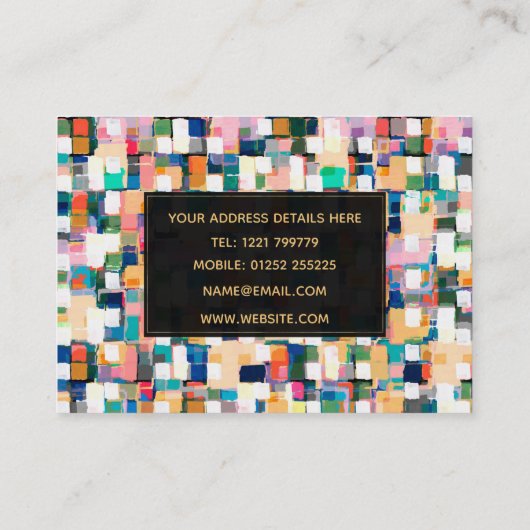 Moderne kleurrijke penseelstreken Verf Abstracte k Visitekaartje (Achterkant)