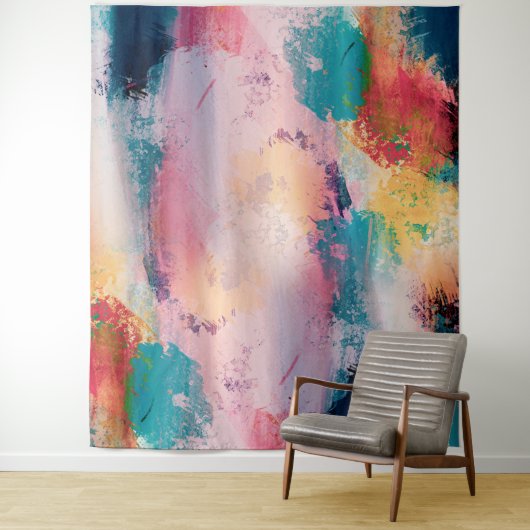 Moderne kleurrijke penseelstreken Verf Abstracte k Wandkleed (In situ)