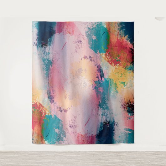 Moderne kleurrijke penseelstreken Verf Abstracte k Wandkleed (Voorkant)