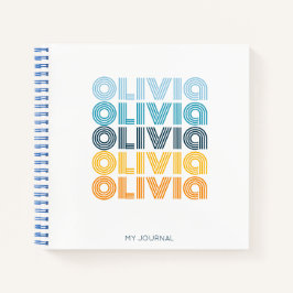 Moderne, kleurrijke, persoonlijke herhalingsnaam notitieboek