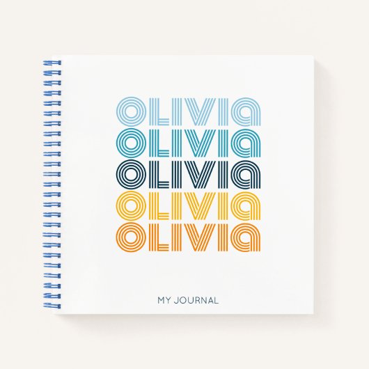 Moderne, kleurrijke, persoonlijke herhalingsnaam notitieboek (Voorkant)