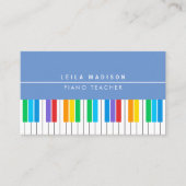 Moderne kleurrijke piano toetsenbord leraar visitekaartje (Voorkant)