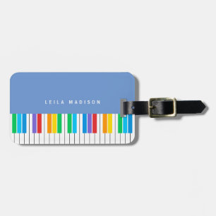 Moderne kleurrijke piano toetsenbord reizen bagagelabel